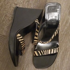 Casadei Italian Leather/Pony Hair Glamour Wedges